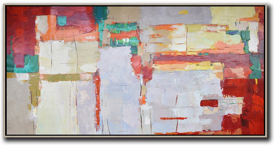 Horizontal Palette Knife Contemporary Art - Contemporary Canvas Art Huge